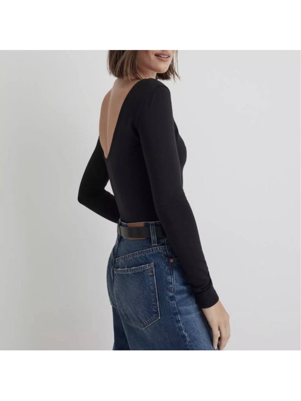 Madewell Bodysuit Ballet Thong Open Back Long Sleeve XS NWT New
